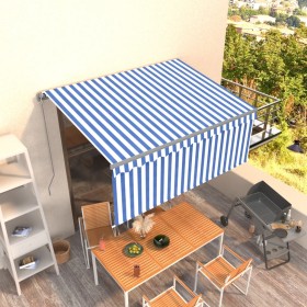 Manual retractable awning with blue and white blind 3.5x2.5 m by vidaXL, Awnings - Ref: Foro24-3069396, Price: 278,70 €, Disc...