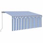 Manual retractable awning with blue and white blind 3.5x2.5 m by vidaXL, Awnings - Ref: Foro24-3069396, Price: 306,78 €, Disc...