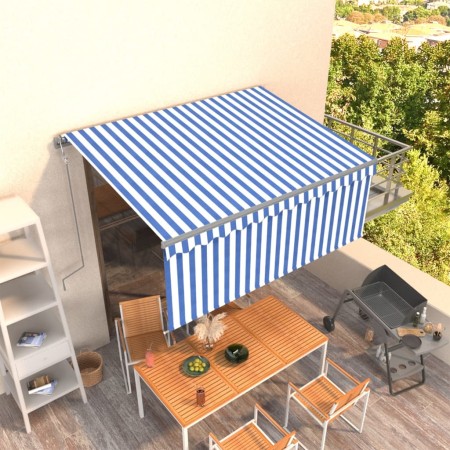 Automatic retractable awning with blue and white blind 3.5x2.5 m by vidaXL, Awnings - Ref: Foro24-3069406, Price: 446,14 €, D...