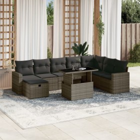 9-teiliges Gartenmöbel-Set und graue synthetische Rattankissen von vidaXL, Gartensets - Ref: Foro24-3274870, Preis: 632,99 €,...