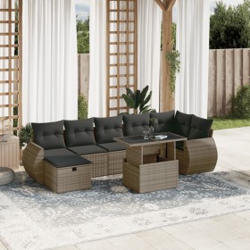 Garden sofa and cushion set 8 pieces gray synthetic rattan by vidaXL, Garden sets - Ref: Foro24-3275150, Price: 608,52 €, Dis...