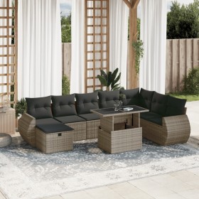 9-teiliges Gartenmöbel-Set und graue synthetische Rattankissen von vidaXL, Gartensets - Ref: Foro24-3275190, Preis: 679,26 €,...