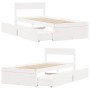 Bed frame with drawers solid white pine wood 100x200cm by vidaXL, Beds and slatted bases - Ref: Foro24-846790, Price: 225,99 ...