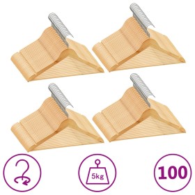 100 Pcs Non-Slip Hardwood Clothes Hanger Set by vidaXL, Hangers - Ref: Foro24-289913, Price: 106,99 €, Discount: %