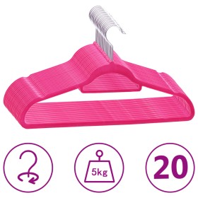 Set of 20 pink velvet non-slip clothes hangers by vidaXL, Hangers - Ref: Foro24-289923, Price: 21,57 €, Discount: %