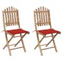 Folding garden chairs 2 units bamboo with cushions by vidaXL, Garden chairs - Ref: Foro24-3063993, Price: 112,40 €, Discount: %