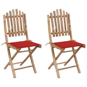 Folding garden chairs 2 units bamboo with cushions by vidaXL, Garden chairs - Ref: Foro24-3063993, Price: 106,52 €, Discount: %