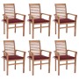 Dining chairs 6 pcs solid teak wood and red cushions by vidaXL, Garden chairs - Ref: Foro24-3072955, Price: 587,44 €, Discoun...