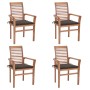 Dining chairs 4 pcs solid teak wood and taupe gray cushions by vidaXL, Garden chairs - Ref: Foro24-3062630, Price: 396,28 €, ...