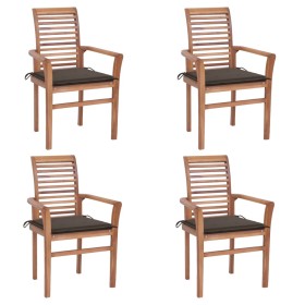 Dining chairs 4 pcs solid teak wood and taupe gray cushions by vidaXL, Garden chairs - Ref: Foro24-3062630, Price: 396,28 €, ...