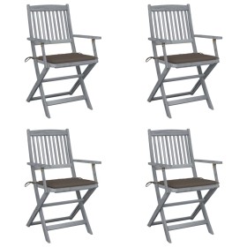 Folding garden chairs 4 pcs cushions solid acacia wood by vidaXL, Garden chairs - Ref: Foro24-3064517, Price: 195,75 €, Disco...