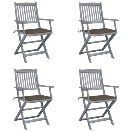 Folding garden chairs 4 pcs cushions solid acacia wood by vidaXL, Garden chairs - Ref: Foro24-3064517, Price: 195,75 €, Disco...