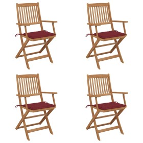 4 pcs folding garden chairs and solid acacia wood cushions by vidaXL, Garden chairs - Ref: Foro24-3064626, Price: 214,99 €, D...