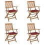 4 pcs folding garden chairs and solid acacia wood cushions by vidaXL, Garden chairs - Ref: Foro24-3064626, Price: 214,23 €, D...