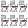 Folding garden chairs 6 pcs solid acacia wood cushions by vidaXL, Garden chairs - Ref: Foro24-3065416, Price: 303,11 €, Disco...