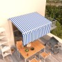 Manuell ausfahrbare Markise mit blau-weißem Rollo 3,5 x 2,5 m von vidaXL, Markisen - Ref: Foro24-3069276, Preis: 449,12 €, Ra...