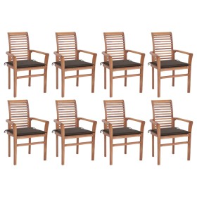 Dining chairs 8 units teak wood with taupe gray cushions by vidaXL, Garden chairs - Ref: Foro24-3072981, Price: 771,99 €, Dis...