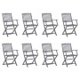 8 pcs folding garden chairs and solid acacia wood cushions by vidaXL, Garden chairs - Ref: Foro24-3078270, Price: 388,11 €, D...