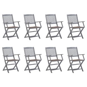 8 pcs folding garden chairs and solid acacia wood cushions by vidaXL, Garden chairs - Ref: Foro24-3078270, Price: 388,11 €, D...