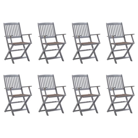 8 pcs folding garden chairs and solid acacia wood cushions by vidaXL, Garden chairs - Ref: Foro24-3078270, Price: 388,11 €, D...