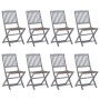 8 pcs folding garden chairs and solid acacia wood cushions by vidaXL, Garden chairs - Ref: Foro24-3078298, Price: 405,12 €, D...