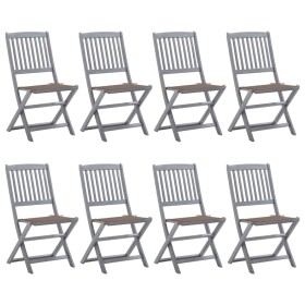 8 pcs folding garden chairs and solid acacia wood cushions by vidaXL, Garden chairs - Ref: Foro24-3078298, Price: 405,12 €, D...