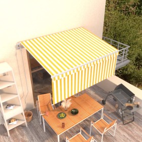 Automatic retractable awning with yellow LED blind 3.5x2.5 m by vidaXL, Awnings - Ref: Foro24-3069288, Price: 379,54 €, Disco...