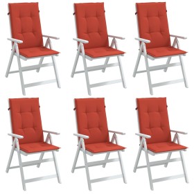 Cojines silla respaldo alto 6 uds tela rojo melange 120x50x4 cm de vidaXL, Cojines para sillas y sofás - Ref: Foro24-4002432,...