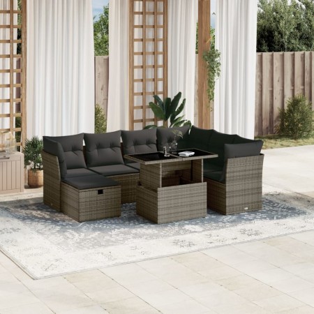 Gartensofa- und Kissenset 8-teilig aus grauem synthetischem Rattan von vidaXL, Gartensets - Ref: Foro24-3274680, Preis: 548,2...