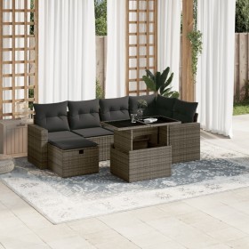 7-teiliges Gartensofa-Set mit grauen synthetischen Rattankissen von vidaXL, Gartensets - Ref: Foro24-3274820, Preis: 505,99 €...