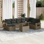 Set de muebles de jardín 9 pzas y cojines ratán sintético gris de vidaXL, Conjuntos de jardín - Ref: Foro24-3275030, Precio: ...