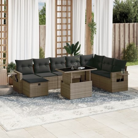 9-teiliges Gartenmöbel-Set und graue synthetische Rattankissen von vidaXL, Gartensets - Ref: Foro24-3275030, Preis: 665,54 €,...