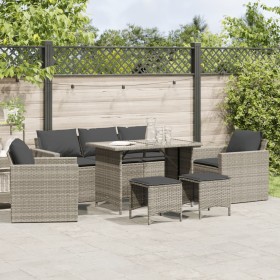 6-teiliges Gartensofa-Set und graue synthetische Rattankissen von vidaXL, Gartensets - Ref: Foro24-3213554, Preis: 525,25 €, ...