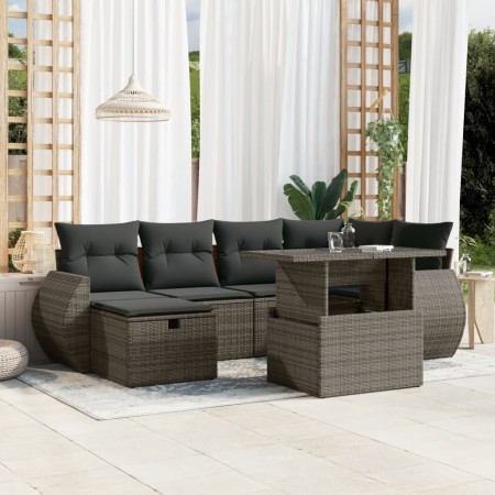 7-piece garden sofa set with gray synthetic rattan cushions by vidaXL, Garden sets - Ref: Foro24-3275140, Price: 540,07 €, Di...