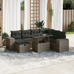 Gartensofa- und Kissenset 8-teilig aus grauem synthetischem Rattan von vidaXL, Gartensets - Ref: Foro24-3275320, Preis: 599,4...