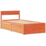 Bed frame with drawers solid brown pine wood 90x200 cm by vidaXL, Beds and slatted bases - Ref: Foro24-846794, Price: 171,54 ...