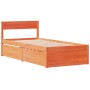 Bed frame with drawers solid brown pine wood 90x190 cm by vidaXL, Beds and slatted bases - Ref: Foro24-846806, Price: 167,55 ...