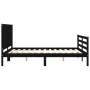 Double bed frame with black solid wood headboard by vidaXL, Beds and slatted bases - Ref: Foro24-3194515, Price: 182,44 €, Di...