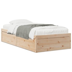 Solid pine wood bed frame 75x190 cm by vidaXL, Beds and slatted bases - Ref: Foro24-846846, Price: 115,77 €, Discount: %