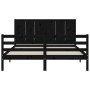 Double bed frame with black solid wood headboard by vidaXL, Beds and slatted bases - Ref: Foro24-3194515, Price: 182,44 €, Di...