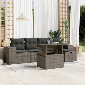 6-piece garden furniture set and gray synthetic rattan cushions by vidaXL, Garden sets - Ref: Foro24-3275290, Price: 446,68 €...