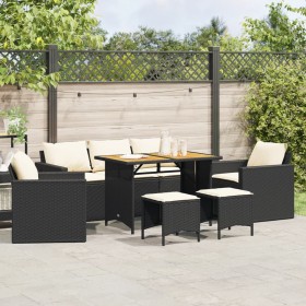 6-teiliges Gartensofa-Set und schwarze synthetische Rattankissen von vidaXL, Gartensets - Ref: Foro24-3213556, Preis: 511,99 ...