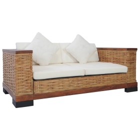 2-seater sofa with brown natural rattan cushions by vidaXL, Sofas - Ref: Foro24-283079, Price: 470,67 €, Discount: %