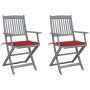 Folding garden chairs 2 units with solid acacia wood cushions by vidaXL, Garden chairs - Ref: Foro24-3064488, Price: 120,42 €...