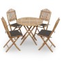 Folding 5-piece outdoor dining set with bamboo cushions by vidaXL, Garden sets - Ref: Foro24-3063968, Price: 264,06 €, Discou...