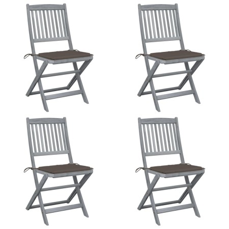 Folding garden chairs 4 pcs with solid acacia wood cushions by vidaXL, Garden chairs - Ref: Foro24-3064571, Price: 206,15 €, ...