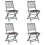 Folding garden chairs 4 pcs with solid acacia wood cushions by vidaXL, Garden chairs - Ref: Foro24-3064571, Price: 206,15 €, ...