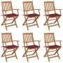 Folding garden chairs 6 units and solid acacia wood cushions by vidaXL, Garden chairs - Ref: Foro24-3065470, Price: 328,08 €,...