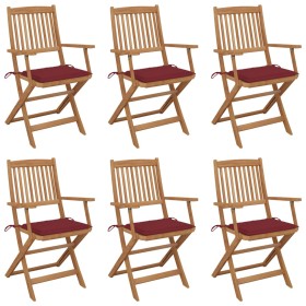 Folding garden chairs 6 units and solid acacia wood cushions by vidaXL, Garden chairs - Ref: Foro24-3065470, Price: 328,02 €,...