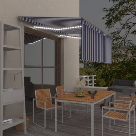 Toldo automático persiana, LED y sensor de viento azul 3,5x2,5m de vidaXL, Toldos - Ref: Foro24-3069411, Precio: 537,99 €, De...